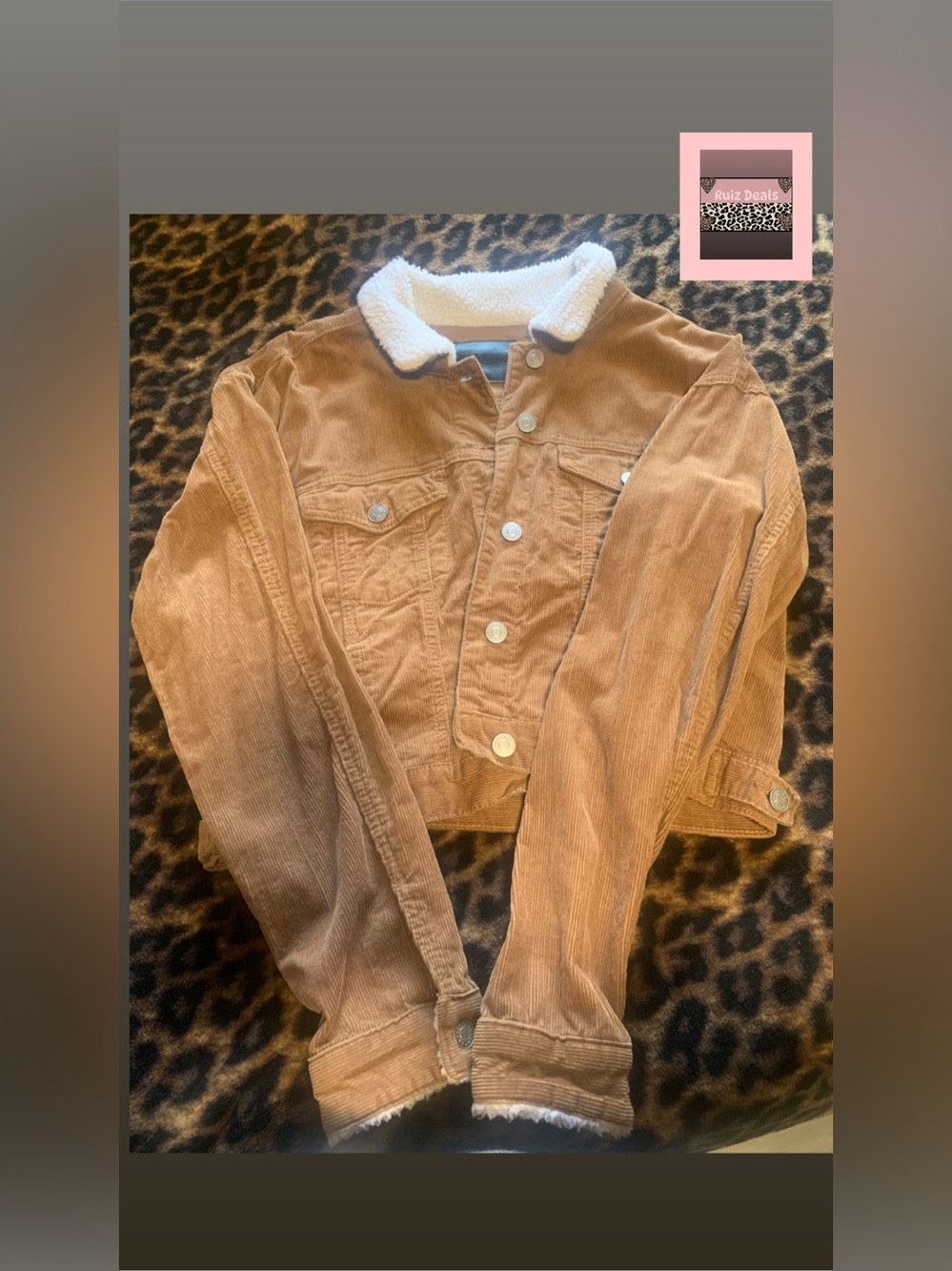 Refuge Denim Brown Corduroy Jacket with Cream Sherpa Collar